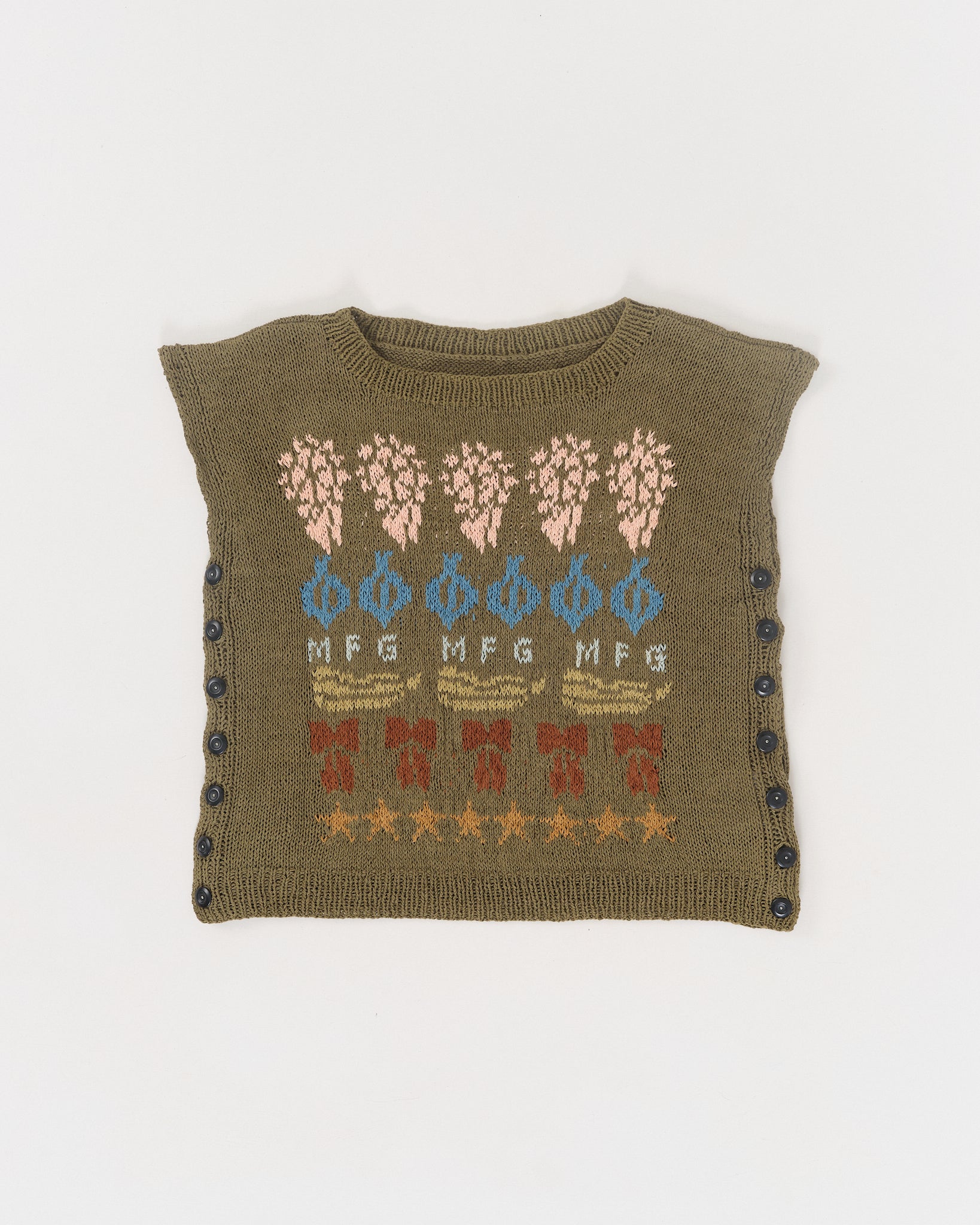 Button Knit Vest - Olive Contest