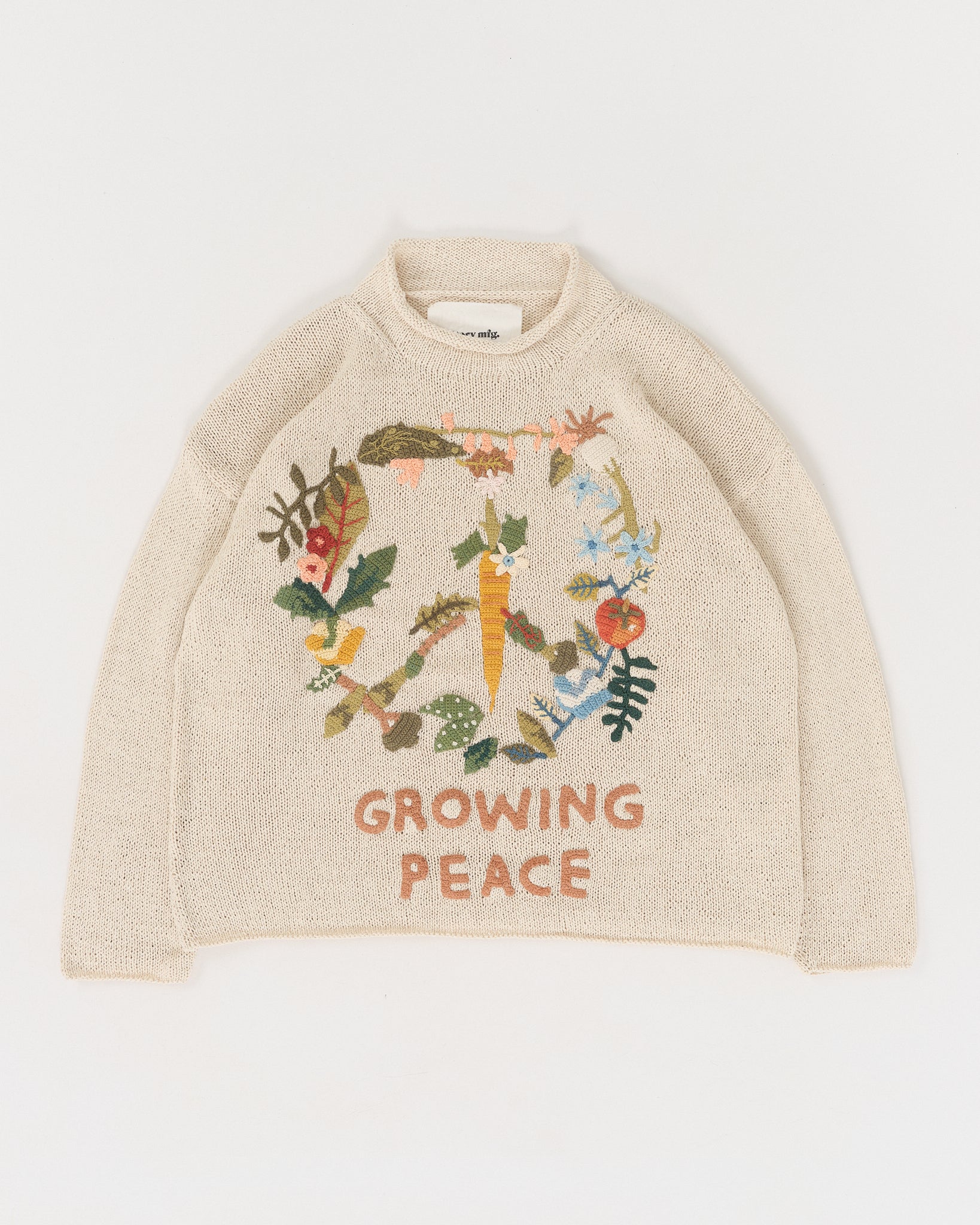 Twinsun Knit Rollneck - Ecru Growing Peace