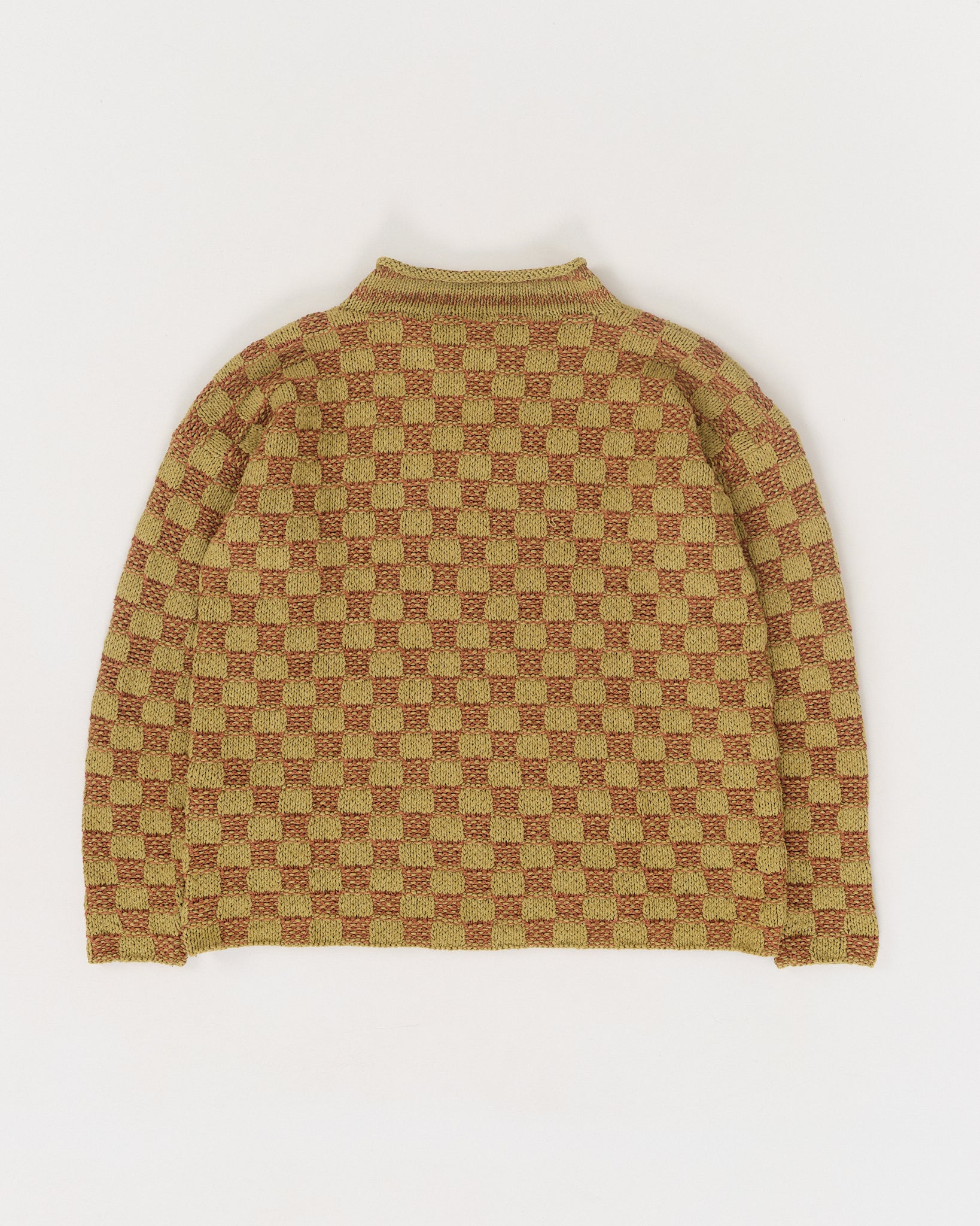 Twinsun Knit Rollneck - Olive Checker