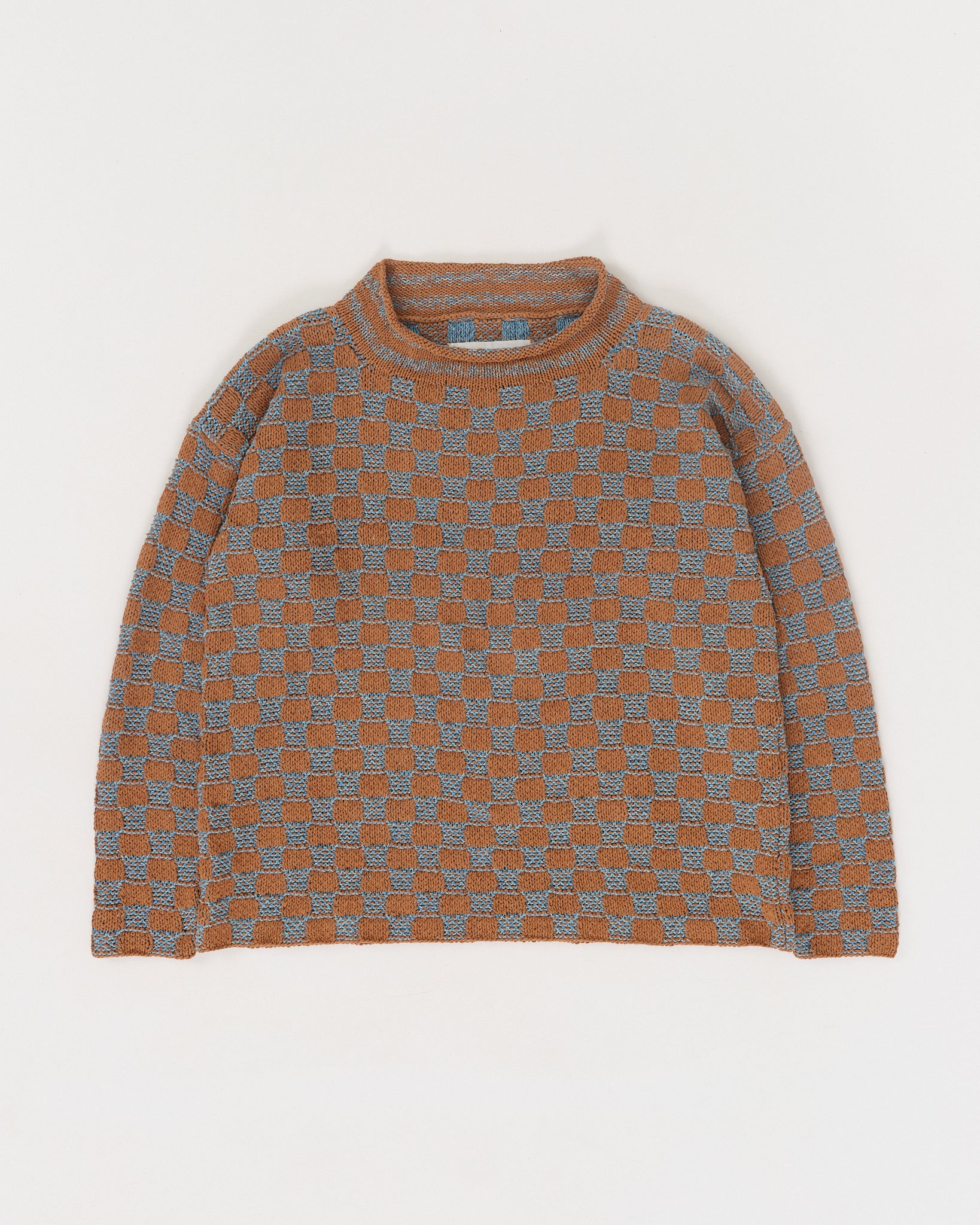 Twinsun Knit Rollneck - Indigo Checker