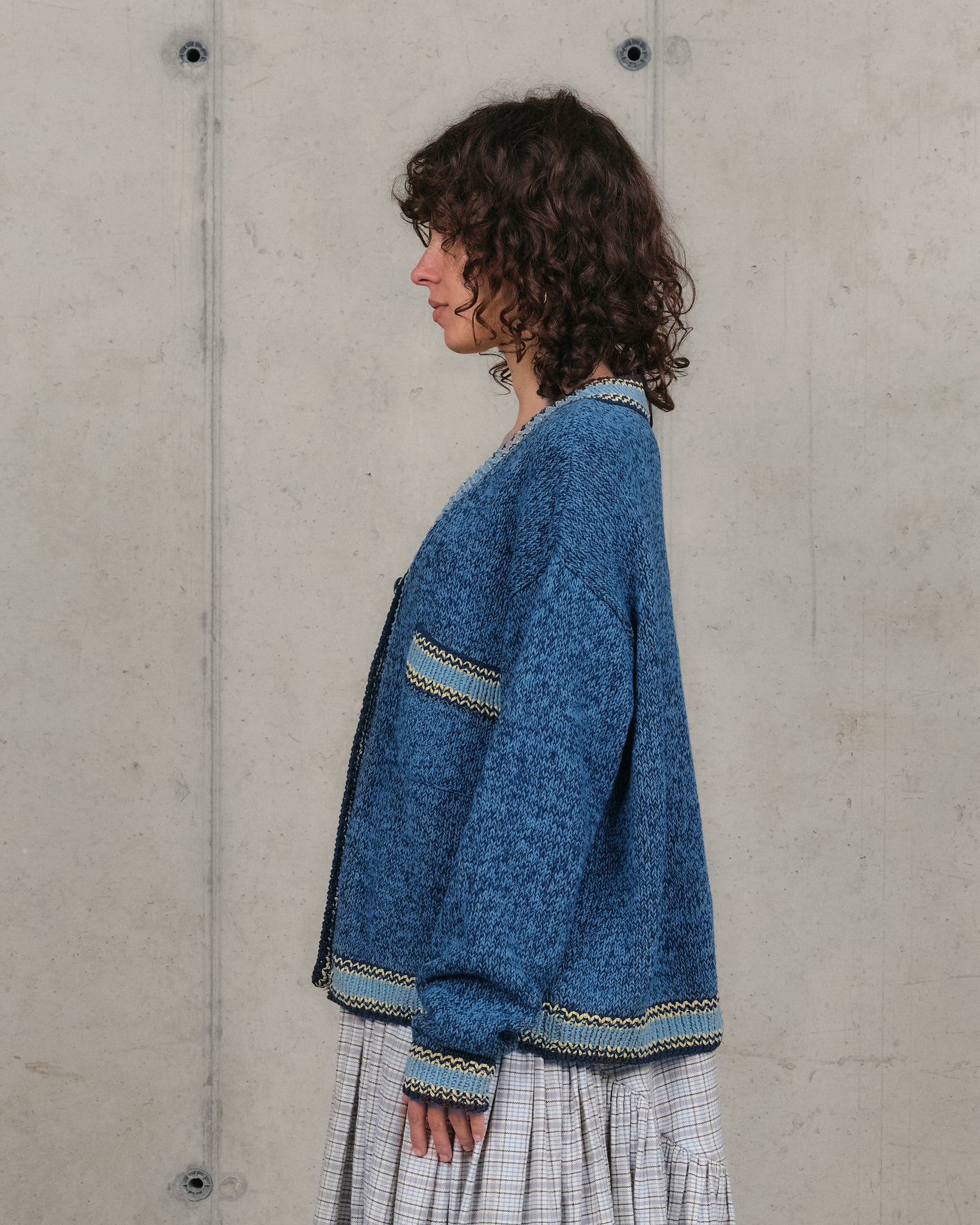 Bulb Knit Cardigan - Twisted Indigo