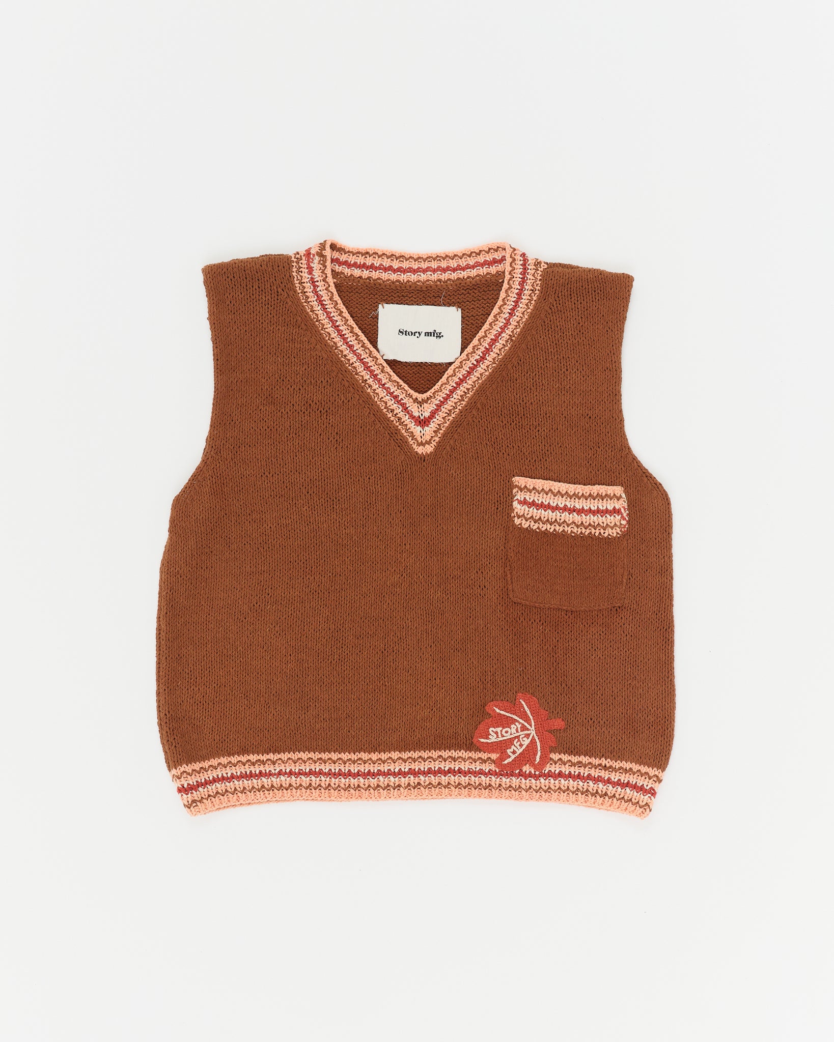 Bulb Knit Vest - Brown Leaf