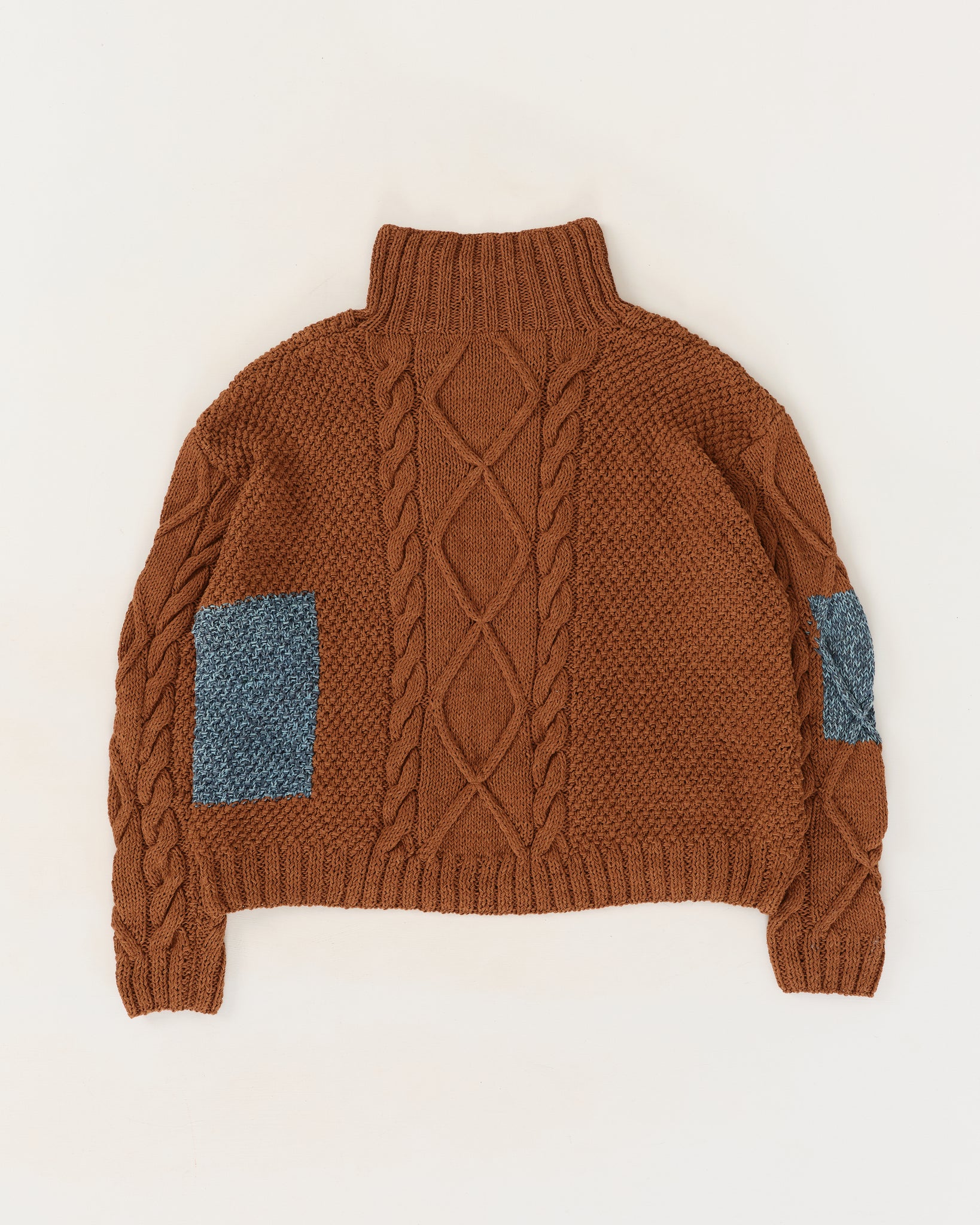 Cable Funnel Neck - Brown Darn Knit