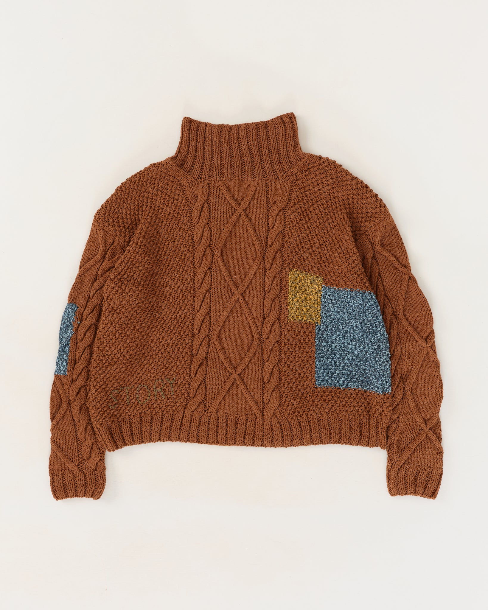 Cable Funnel Neck - Brown Darn Knit