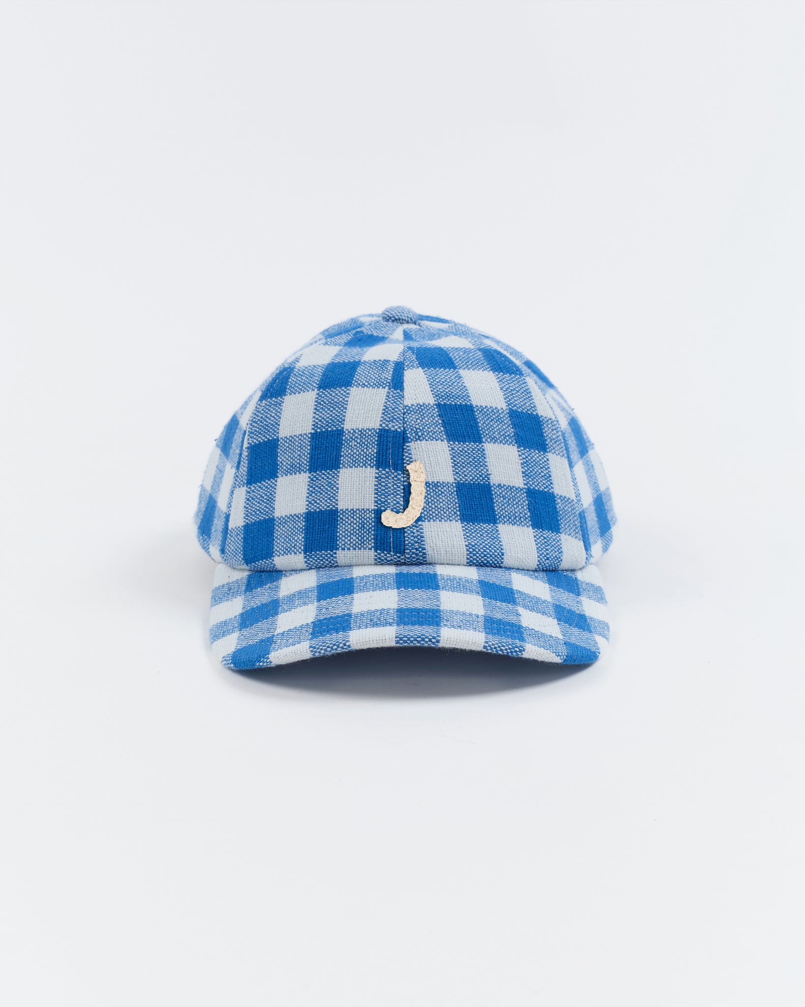 Custom Baseball Cap - Blue Gingham Handloom