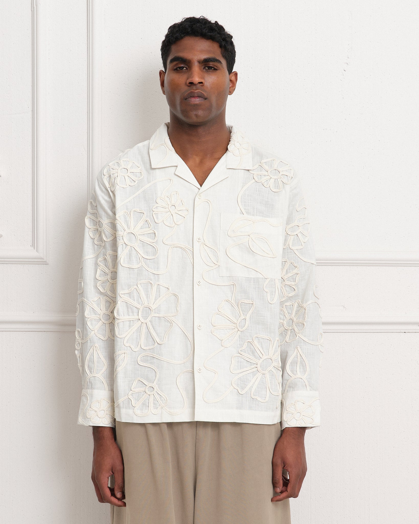 Greetings Shirt LS - Ecru Ribbon