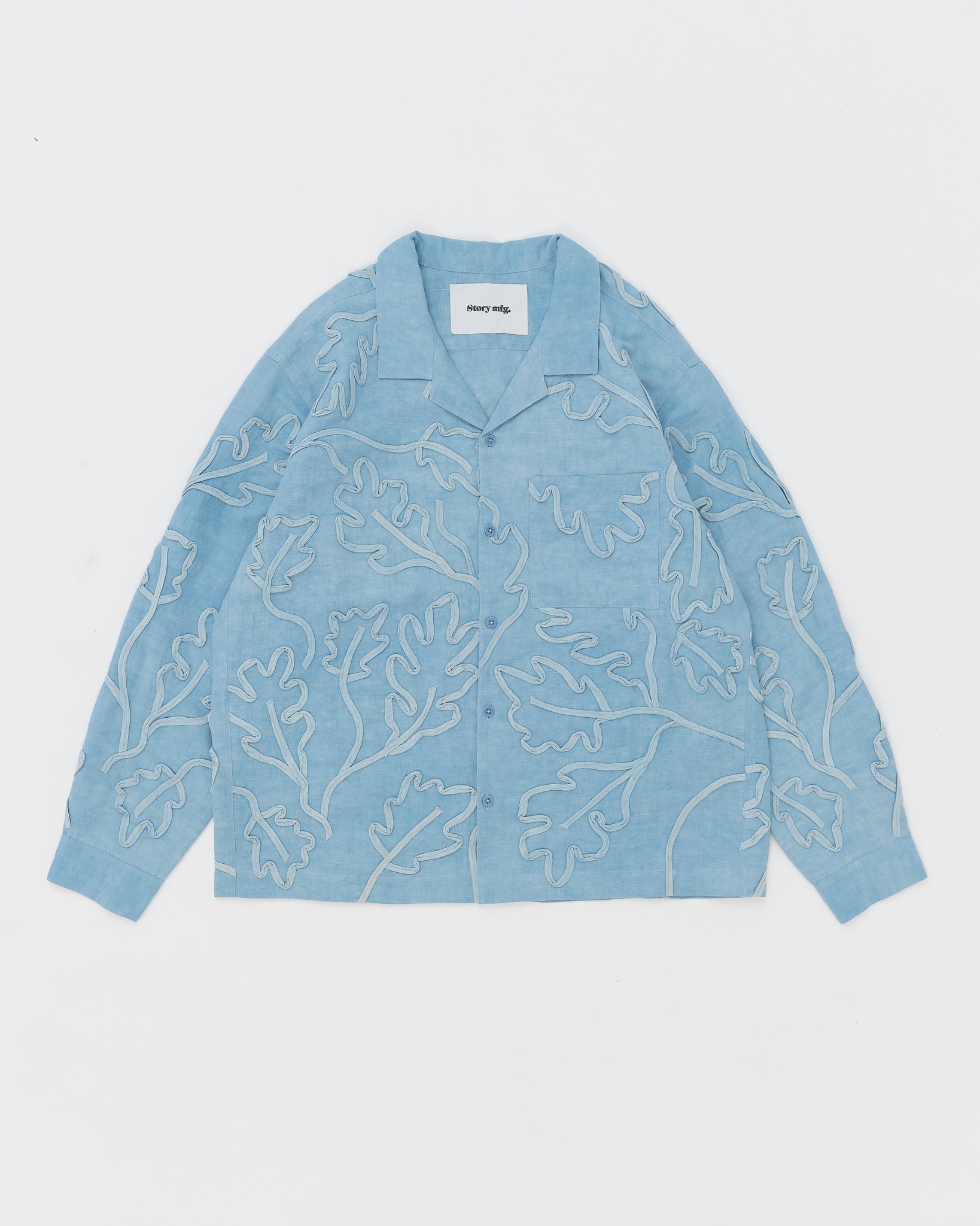 Greetings Shirt LS - Blue Leaf Ribbon