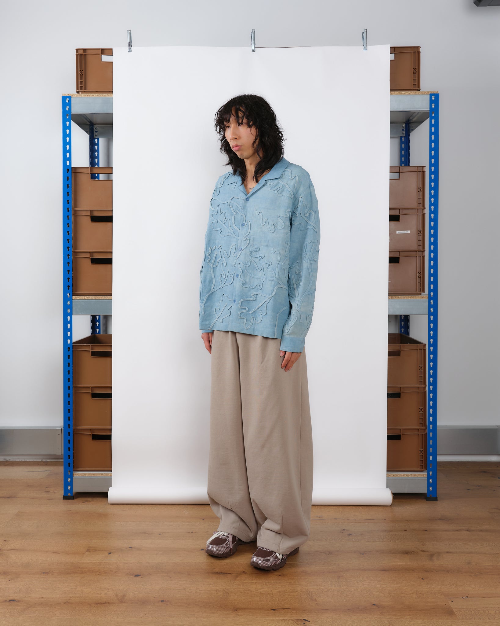 Greetings Shirt LS - Blue Leaf Ribbon