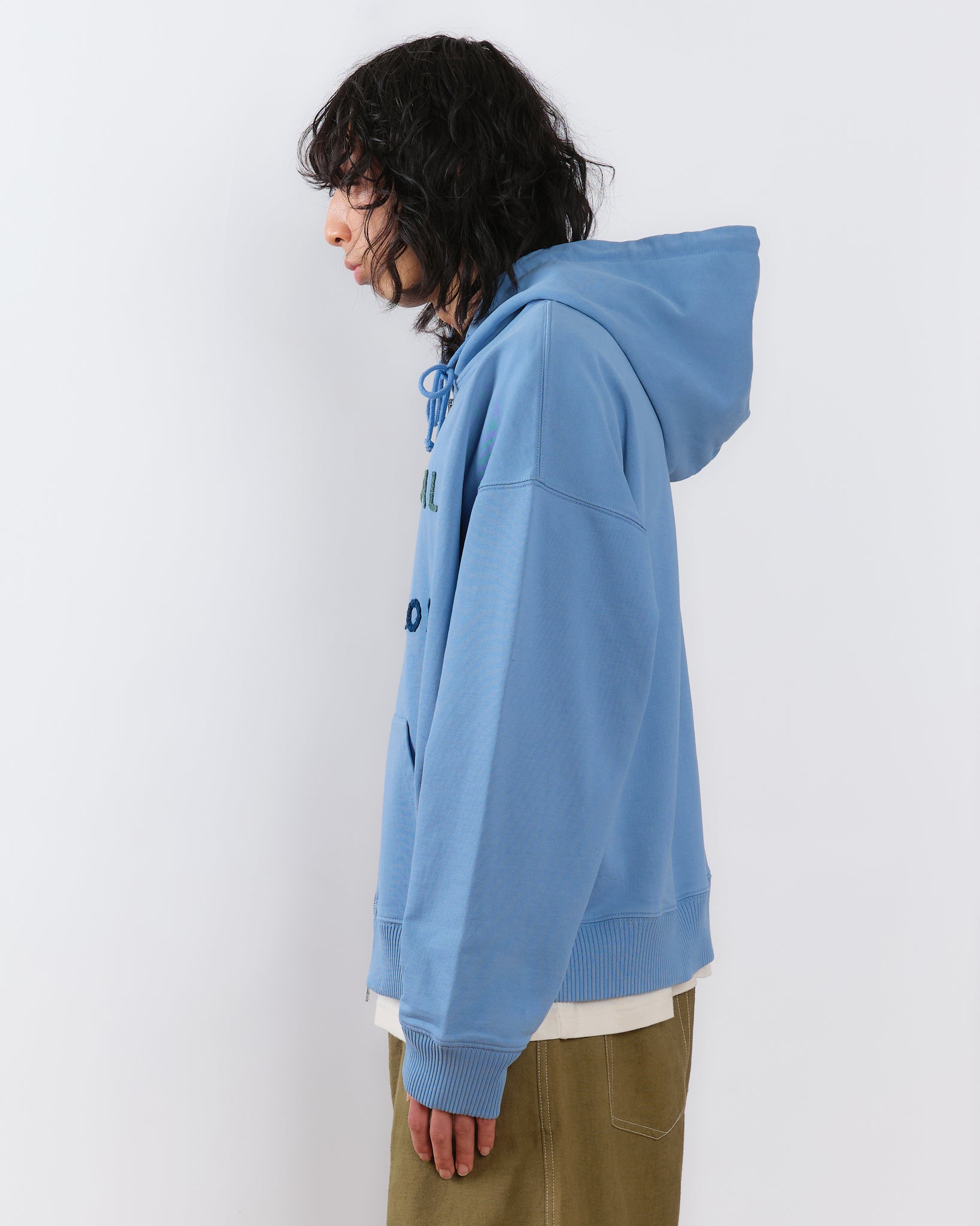 Geo Zip Hoodie - Mid Indigo