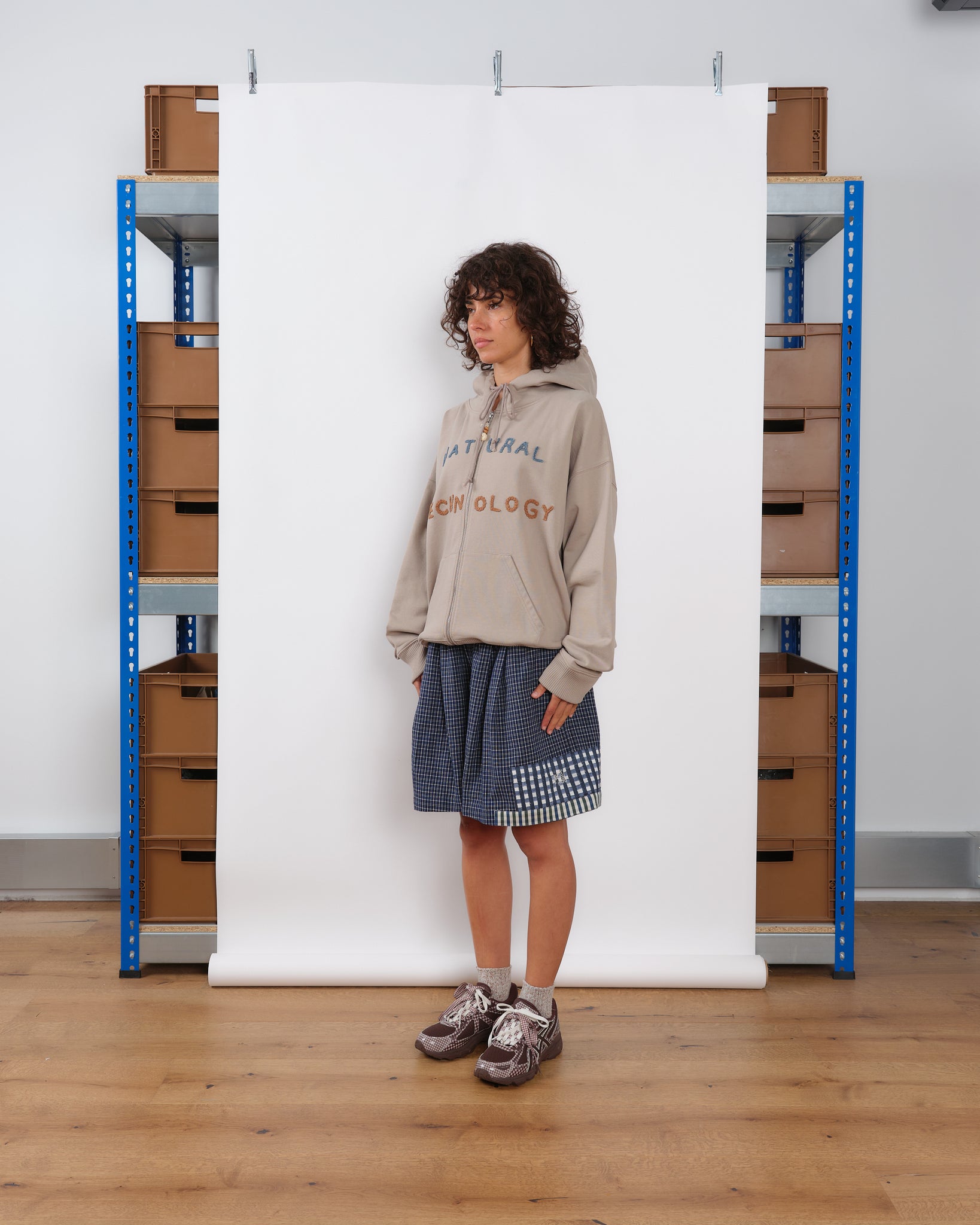 Geo Zip Hoodie - Soft Grey