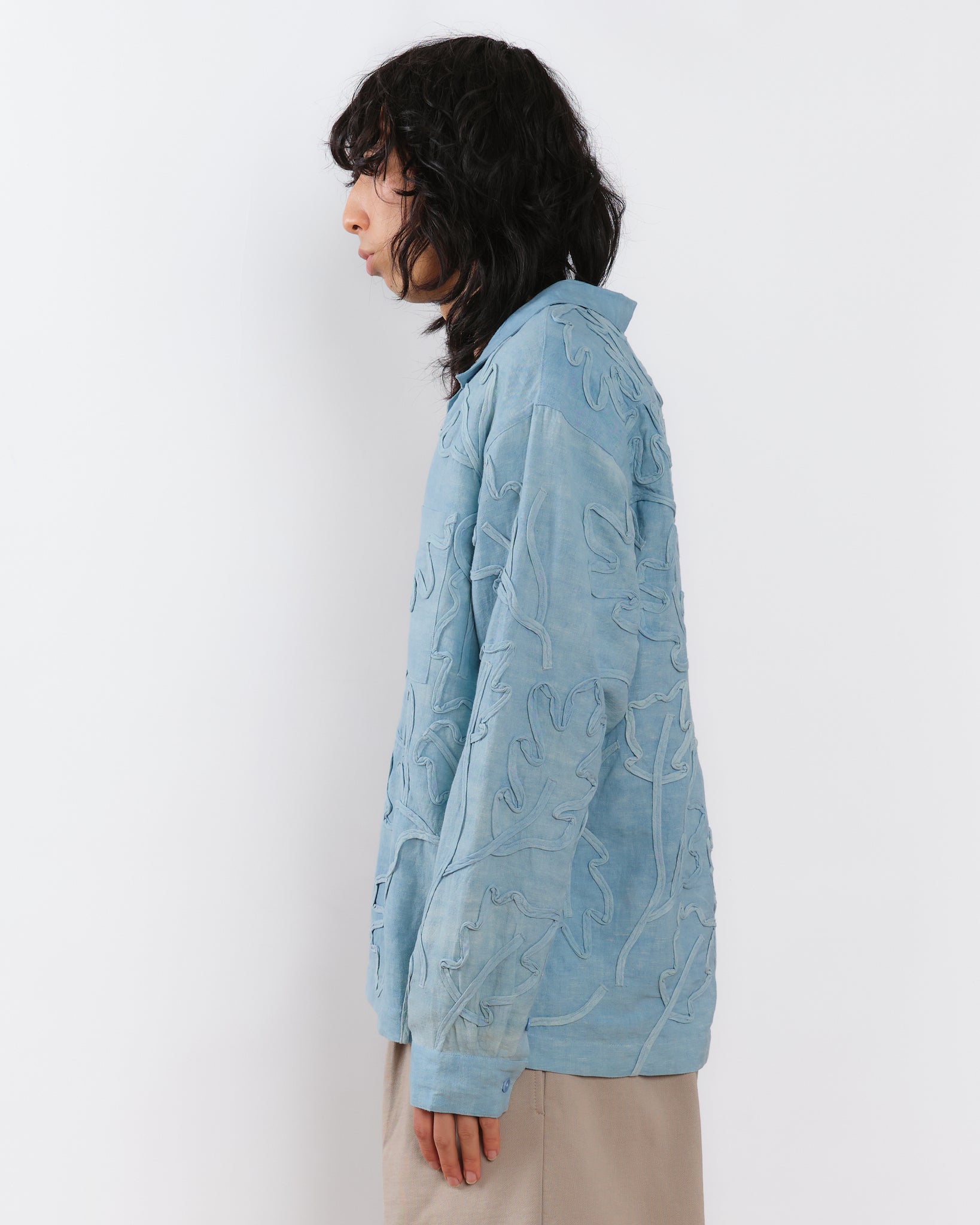 Greetings Shirt LS - Blue Leaf Ribbon