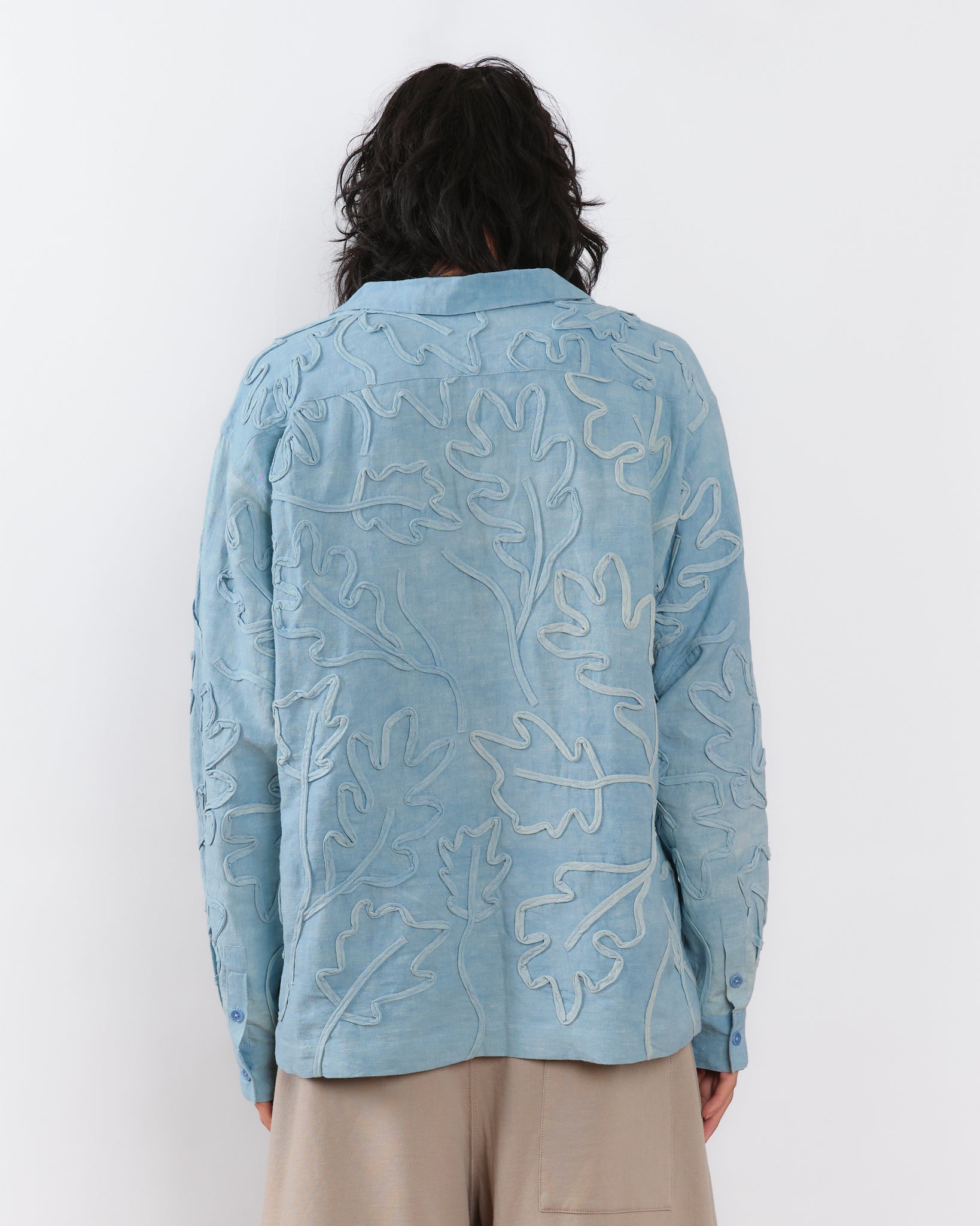 Greetings Shirt LS - Blue Leaf Ribbon