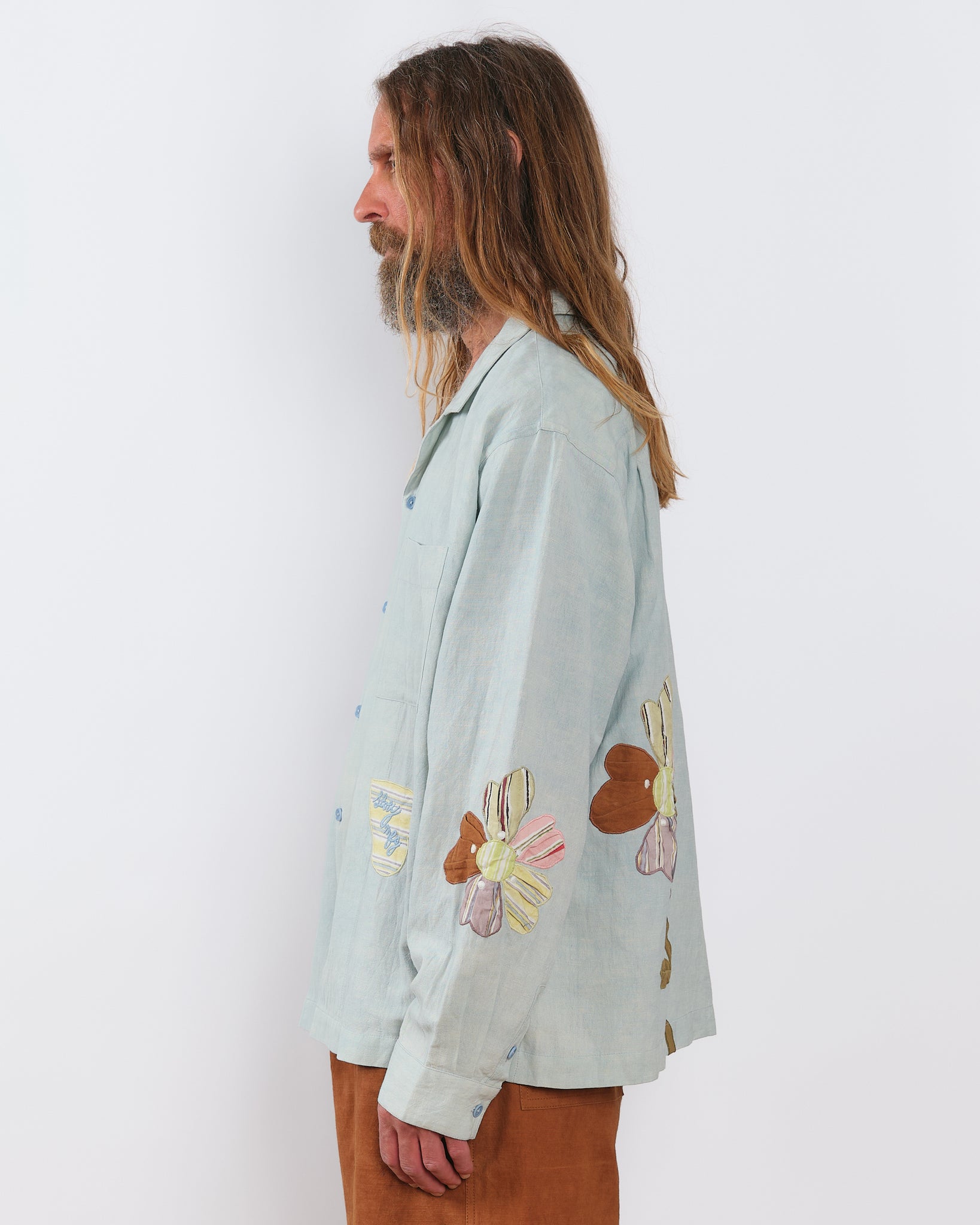 Greetings Shirt LS - Blue Pansy