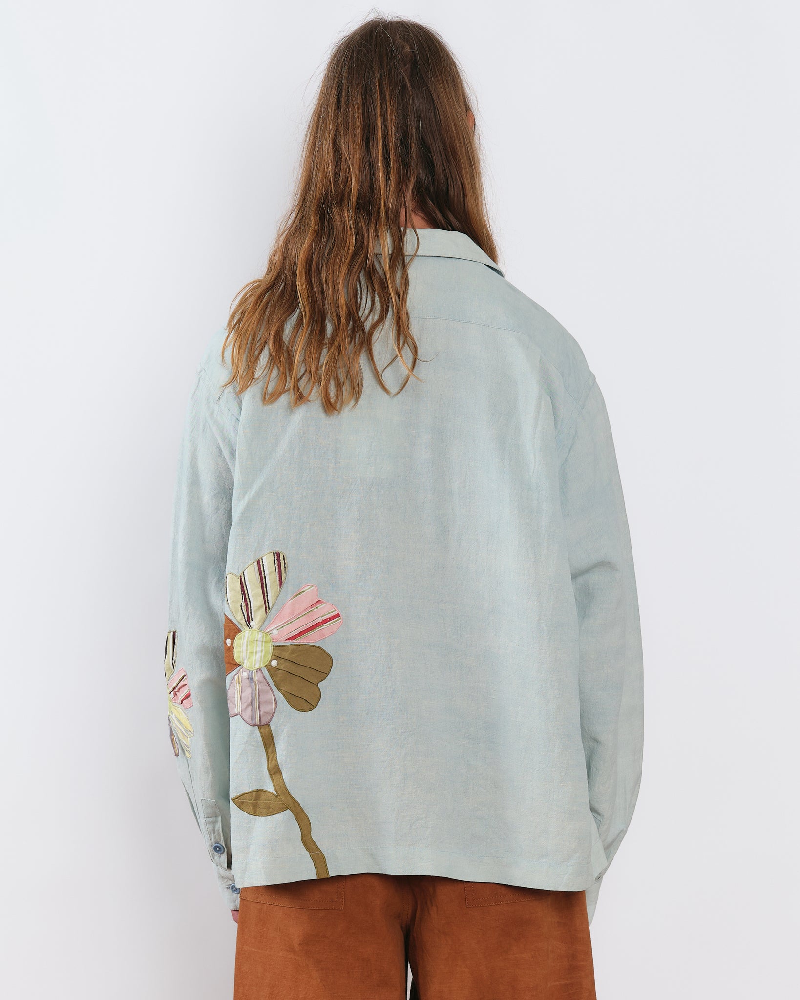 Greetings Shirt LS - Blue Pansy