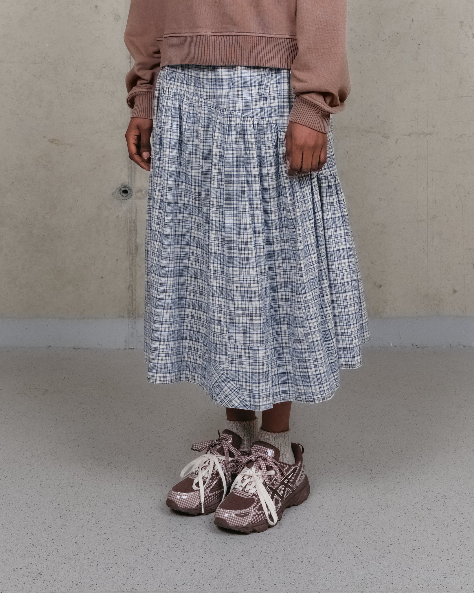 Orbit Skirt - Indigo Check Picnic