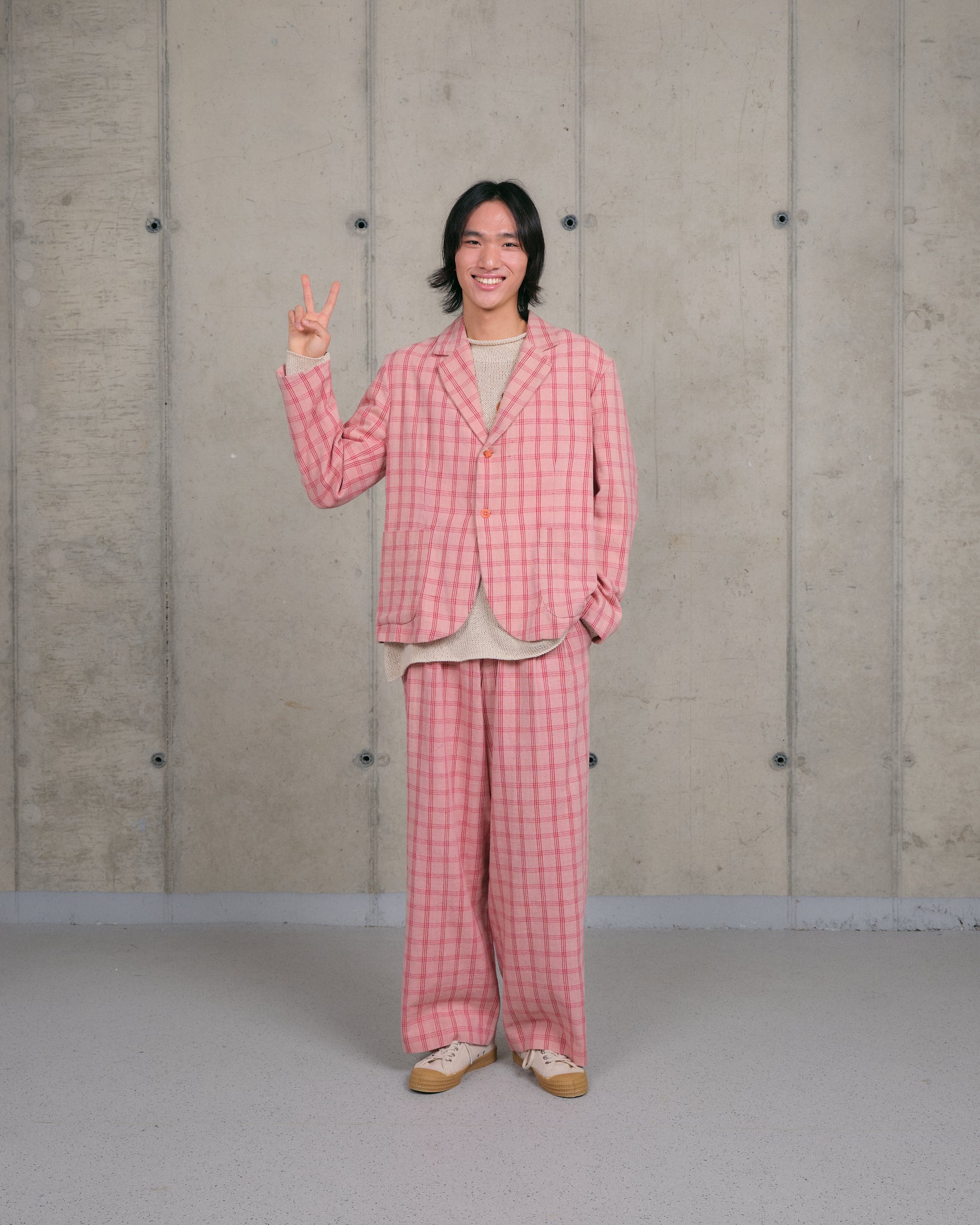 Shale Jacket - Pink Check Handloom