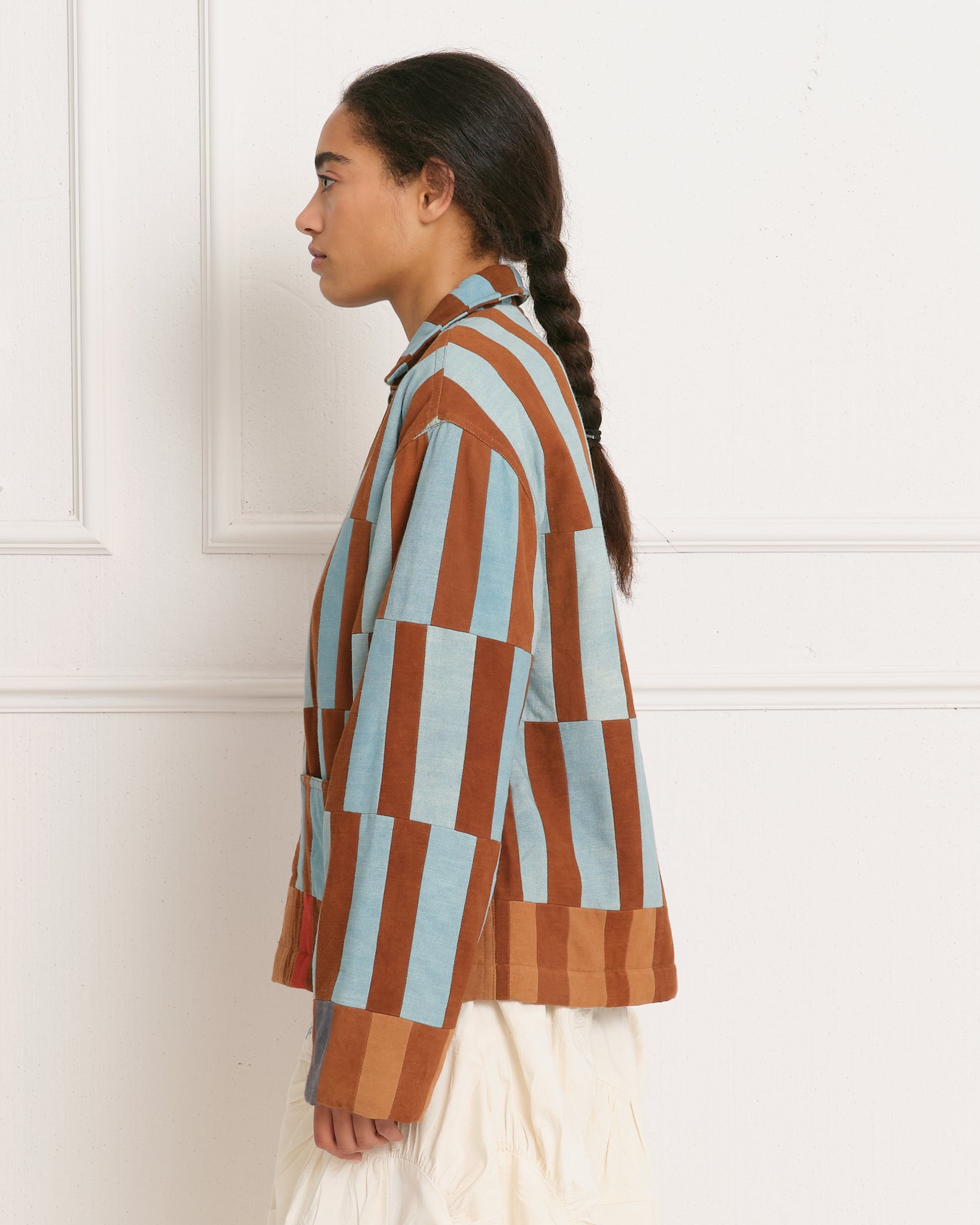 Short on Time Jacket - Indigo Stripe Patchwork