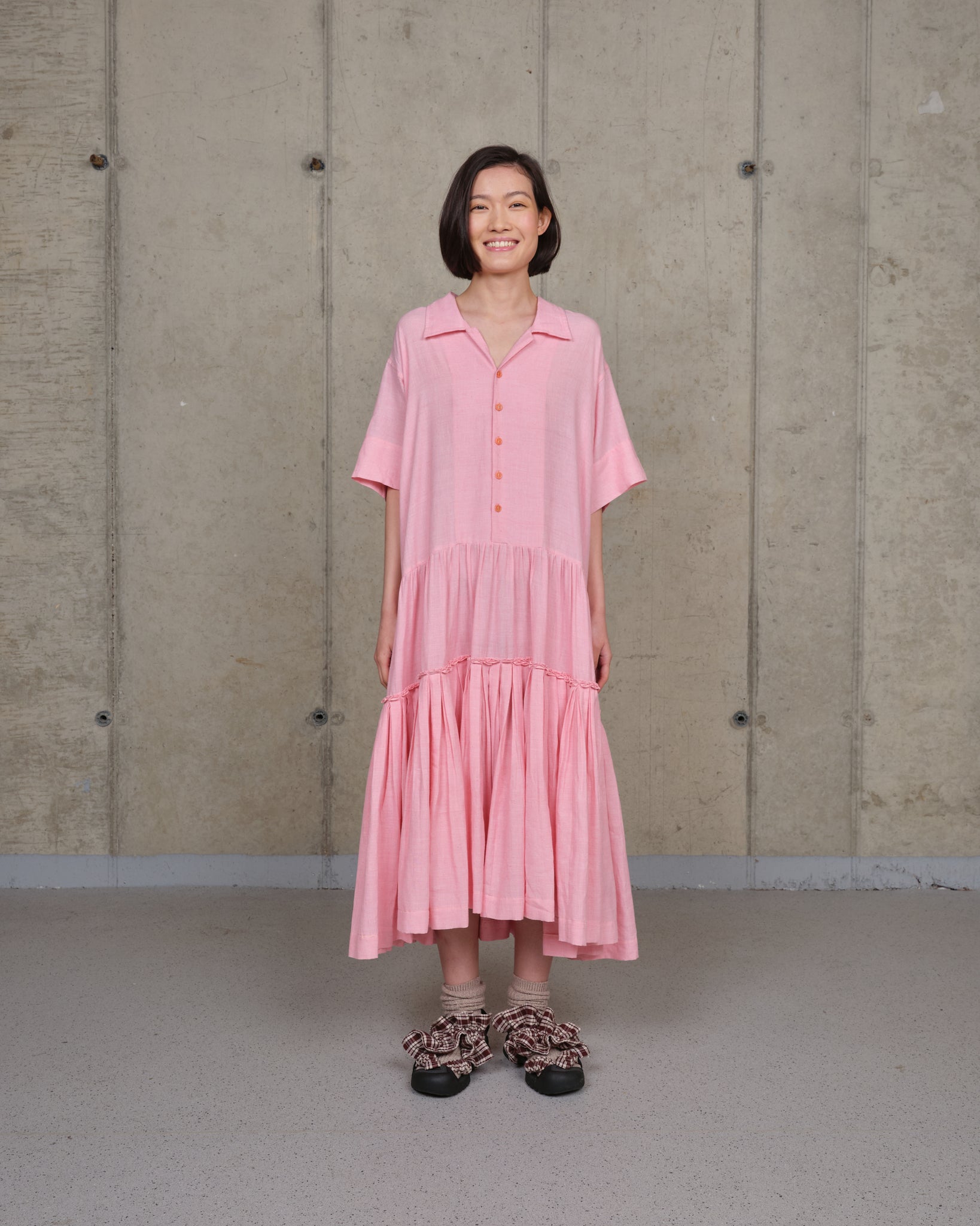 Apple Dress - Pink Pleated