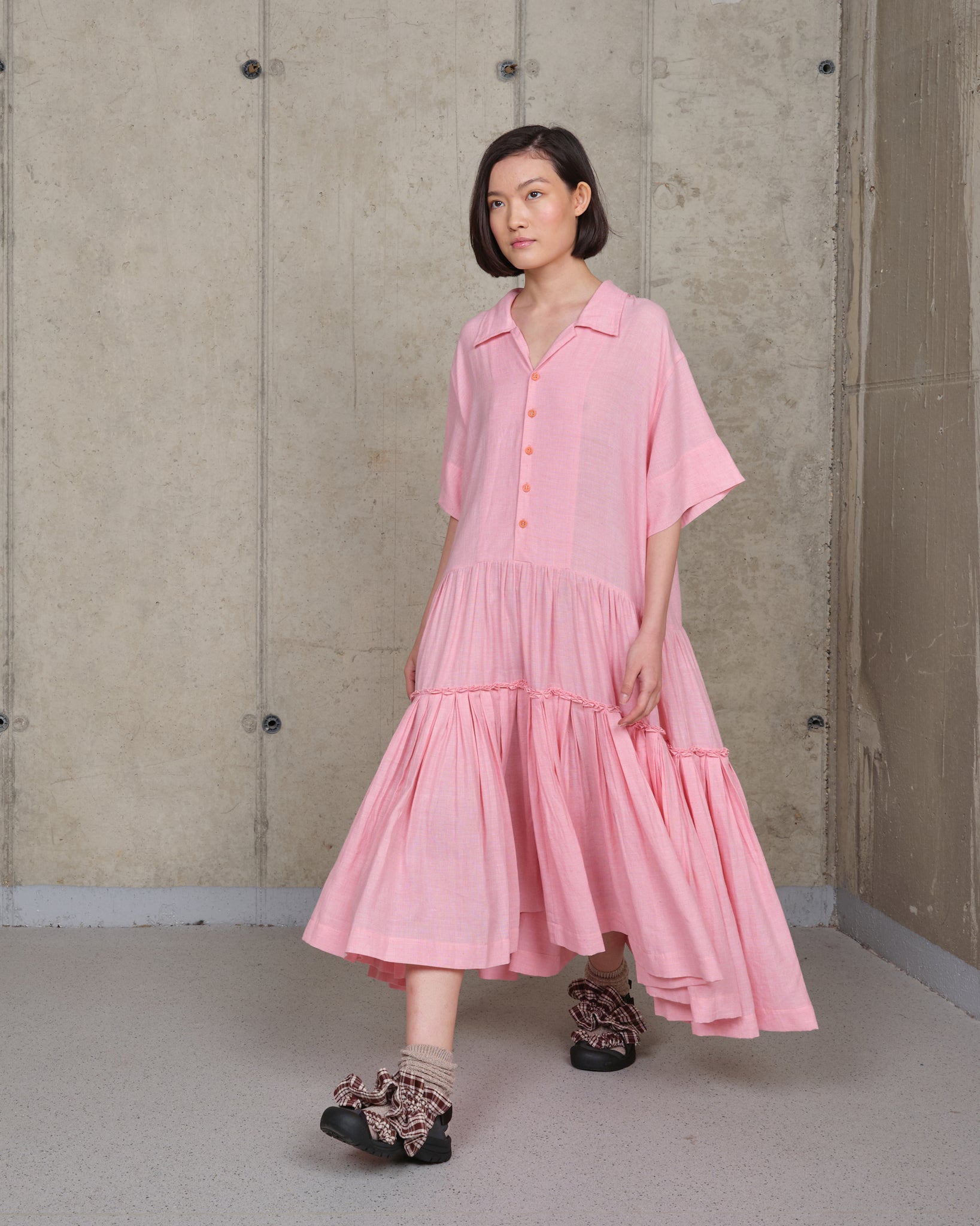 Apple Dress - Pink Pleated