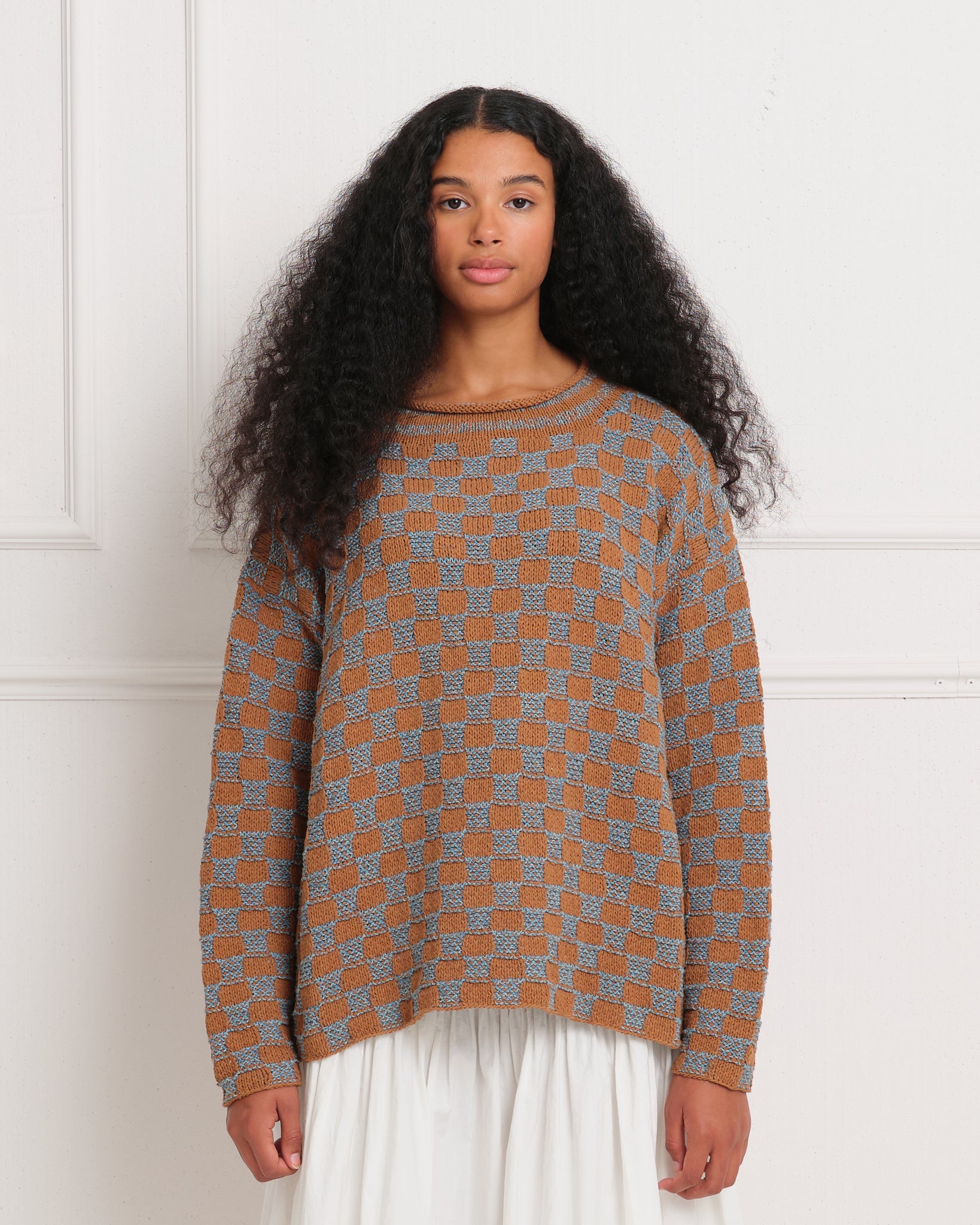 Twinsun Knit Rollneck - Indigo Checker