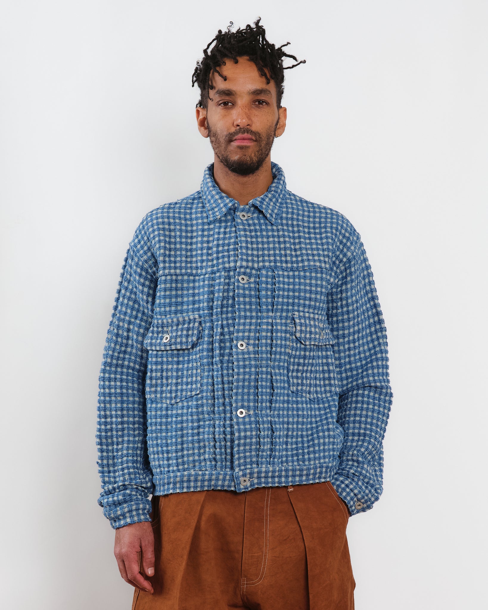 Tuesday Jacket - Indigo Wobbly Waffle